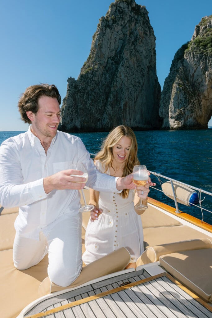Capri engagement session on the boat