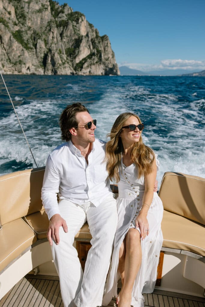 Capri engagement session on the boat
