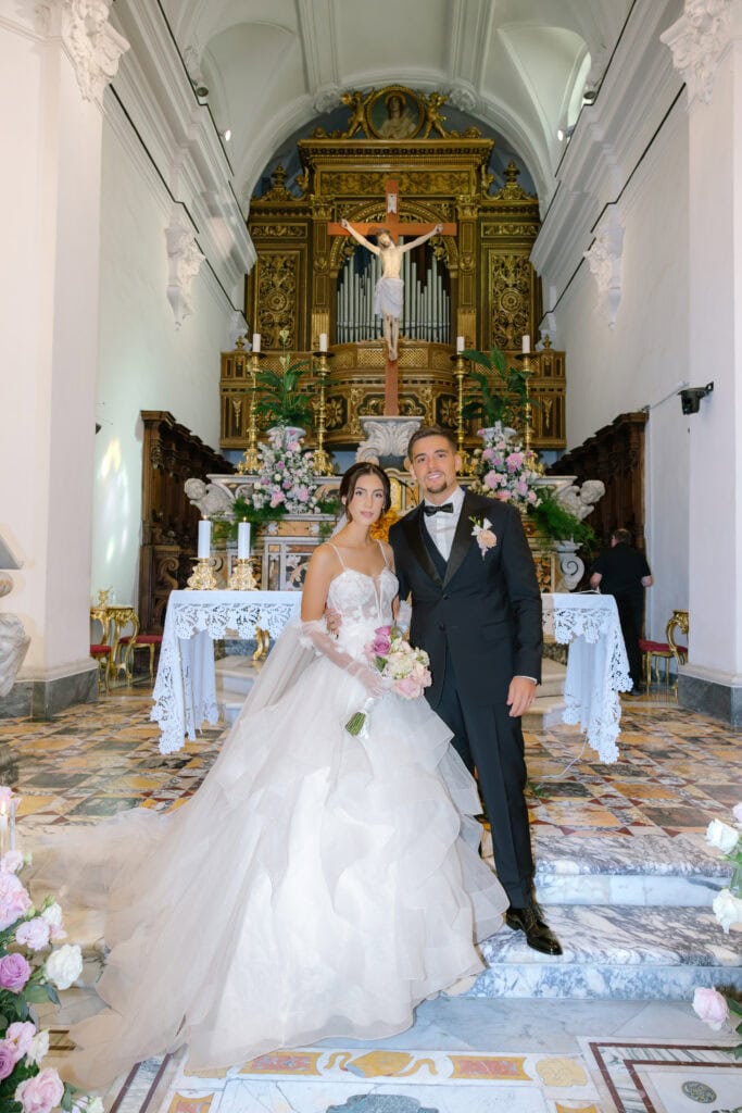 Wedding couple in Capri church
