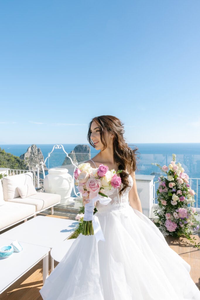 Bride in Hotel Luna Capri rooftop
