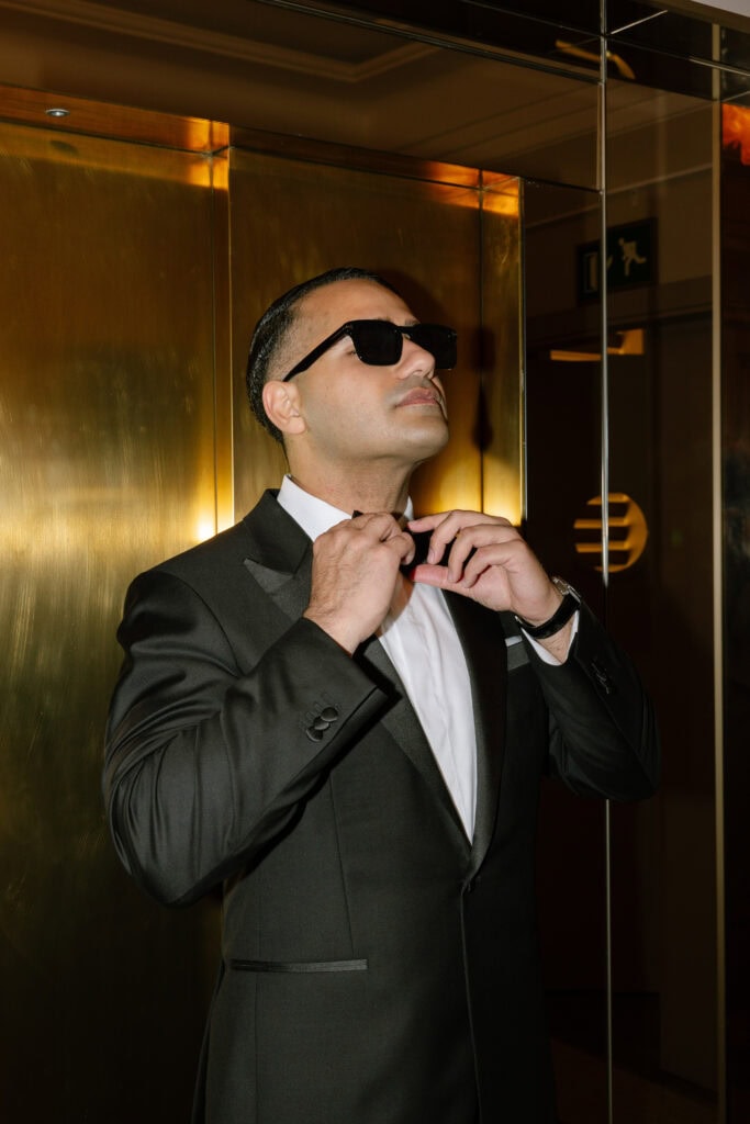 Groom getting ready at Alabriga hotel costa brava
