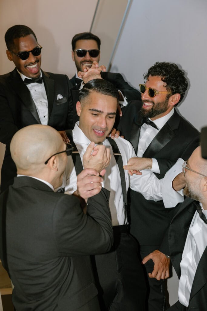 Groom's party Editorial wedding photographer Alabriga Hotel Costa Brava