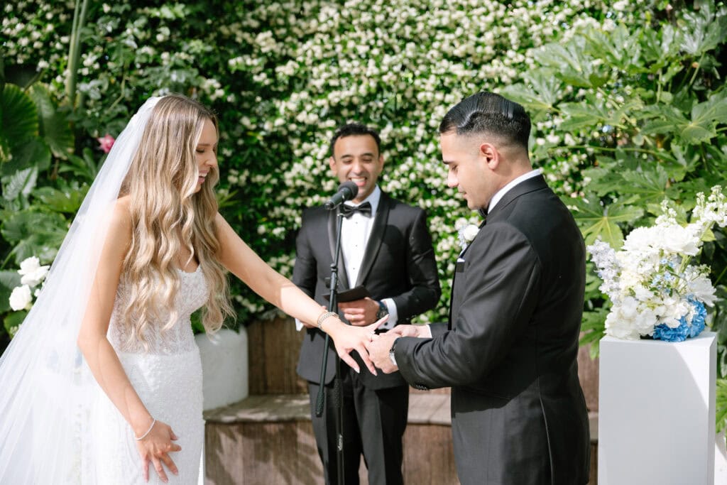 American Wedding ceremony at luxury hotel spain editorial wedding photographer
